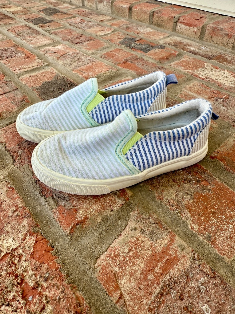 Cat & Jack Stripe Slip-On Sneakers - Blue & Light Green